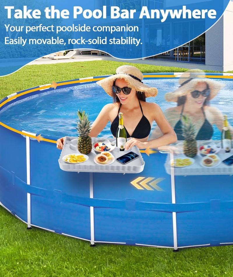 Lebenwell Pool Bar Side Bar, Swim Up Bar, Designed for Above-Ground Round/Rectangle/Oval Pools, Portable Poolside Bar Patio Poolside Table, Gray - Image 5